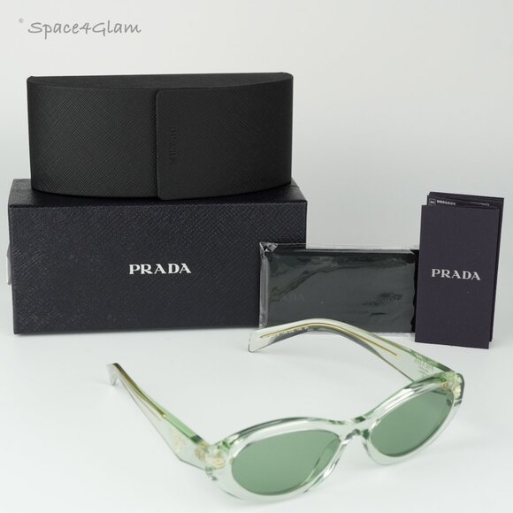 BRAND NEW Prada PR26ZS 14R20E Transparent Mint Green Oval Women Sunglasses - Picture 4 of 13